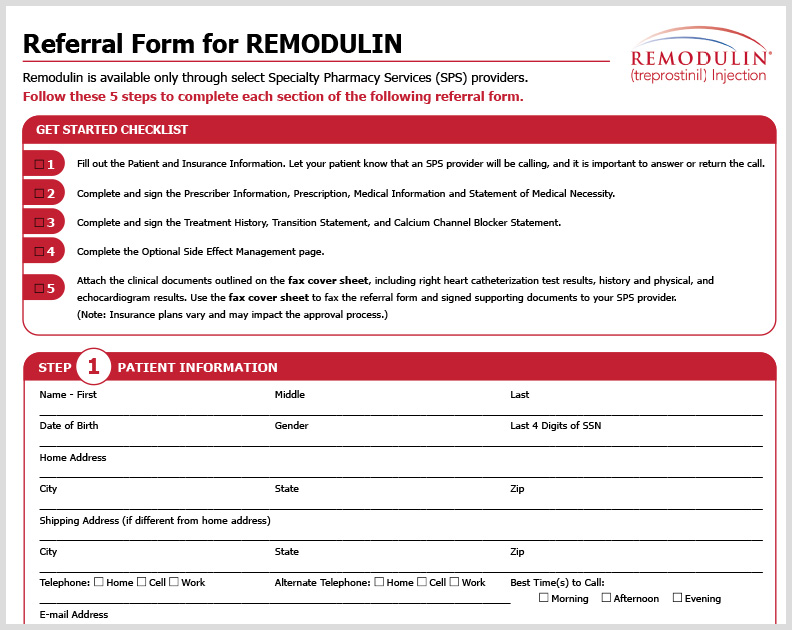 Remodulin HCP Referral Form thumbnail