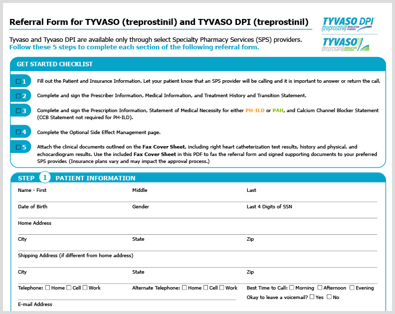 TYVASO HCP Referral Form thumbnail